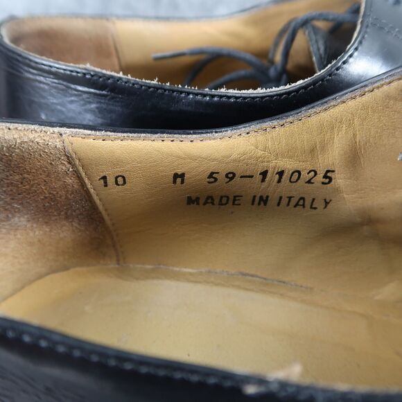 Johnston & Murphy Shoes Mens 10 Oxfords Derby Cap Toe Black Leather Dress Formal - Picture 12 of 14